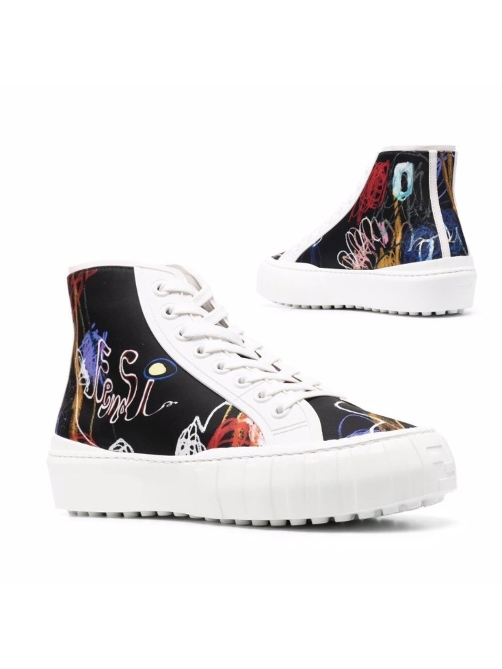 Fendi Noel Scribble Trainers High Top Sneakers Size 11 New